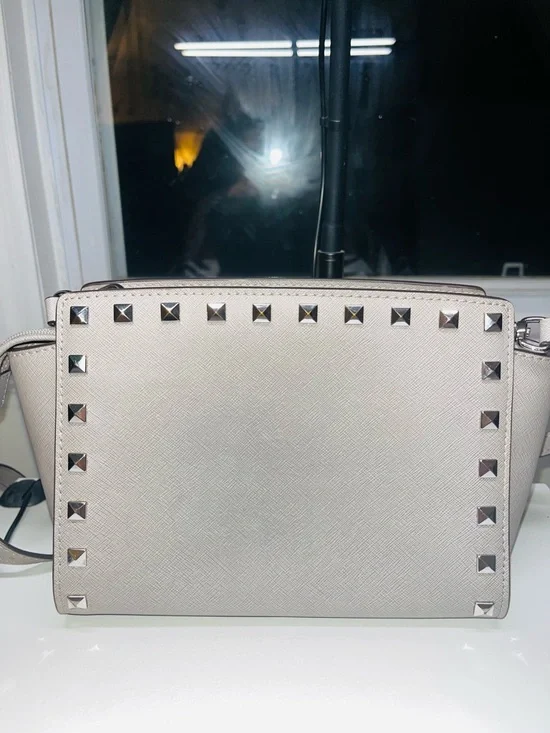 Michael Kors Grey Studded Satchel Crossbody - Picture 2 of 11